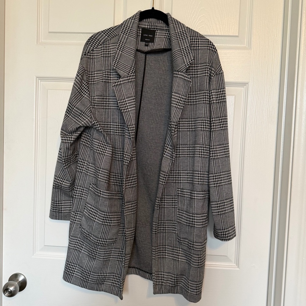 Love Tree Houndstooth Open Blazer Medium Womens